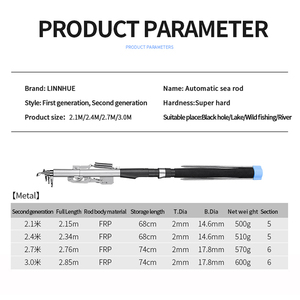 शिशु कताई रॉड 2.1 मीटर 2.4 मीटर 2.7 3 मीटर स्वचालित समुद्री टेलीस्कोपिक रॉड अल्ट्रा लाइट कार्प मछली पकड़ने वाले पोल कार्बन फाइबर मछली पकड़ने वाली रॉड - Product Image 5