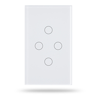 Interrupteur intelligent Wi-Fi Hooanke HWL04-US standard US avec prise en charge Alexa, boîtier en verre trempé et PC, portée 10-30m, 10A 240V