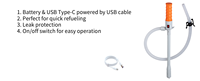 Pompe de transfert de carburant USB PEILI 5V 2,8 GPM, pompe centrifuge manuelle en plastique avec buse de base, précision de 0,5 %, garantie 1 an pour station-service
