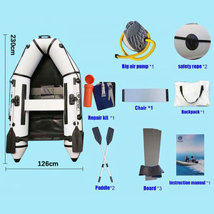 قارب شراعي بحري يعمل بالطاقة الشمسية بطول <span class=keywords><strong>2</strong></span>.3 متر، قارب هجومي قابل للنفخ من البولي فينيل كلوريد لـ 3 أشخاص، مناسب للصيد في الهواء الطلق، قارب صغير للتجديف بقاع مسطح - Product Image 6