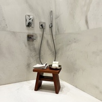 Tabouret de bain Sipo en acajou massif de style japonais traditionnel, banc de douche fait main, écologique, durable, en bois, pour salle de bain, hôtel, villa