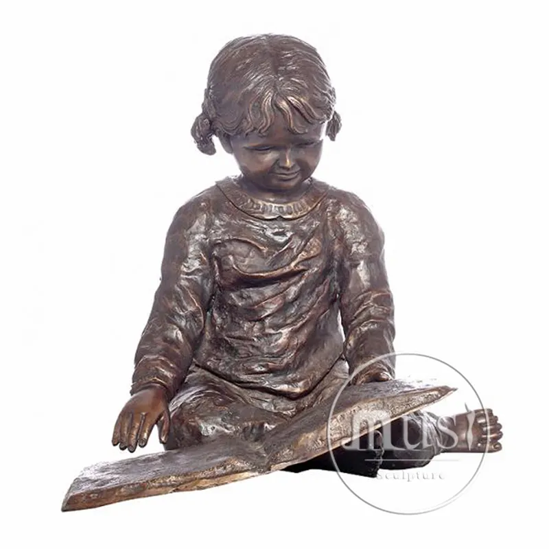 Musi - Escultura de metal moderna decorativa para jardim, moldura em cobre em tamanho real, estátua de bronze para meninos, leitura para a terra