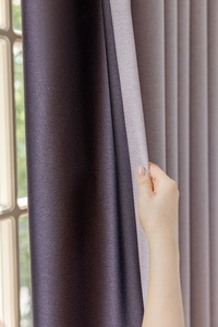 Gran oferta, tela de cortinas opacas de Color púrpura de lino y poliéster para sala de estar, ventanas de dormitorio de Hotel - Product Image 3