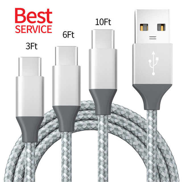 Factory Custom 3Ft 6Ft Nylon Cable 3A 1m 2m Type C Fast Charging Cord Usb Cable Fast Charging Usb Data Cables for Android Phone