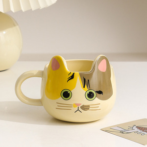 Tazas de Café Bonitas, Taza de Cerámica 3D con Forma de Gato y Cuchara - Product Image 3