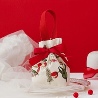 Sac de rangement pour cannes en sucre recyclables, pochette à cordon de Noël, cadeau de friandise de fête