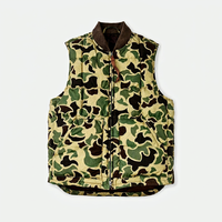 Gilet matelassé camouflage pour homme, idéal pour la chasse en extérieur, avec col montant côtelé, fermeture éclair intégrale, poches chauffe-mains et poches avant, chaud et isolé pour l'automne