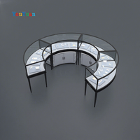 Vitrine à bijoux murale haut de gamme avec logo personnalisé, en verre et éclairage LED, pour boutique