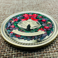 Pièce commémorative de Noël transfrontalière personnalisée, plaquée or et argent, colorée, bicolore, ronde, en relief