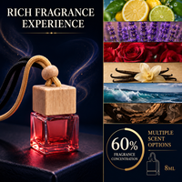 Diffuseur de parfum pour voiture personnalisé en verre suspendu avec bouchon en bois, logo personnalisé, couleur et parfum sur mesure, OEM, ODM, marque privée, vente en gros, cadeau