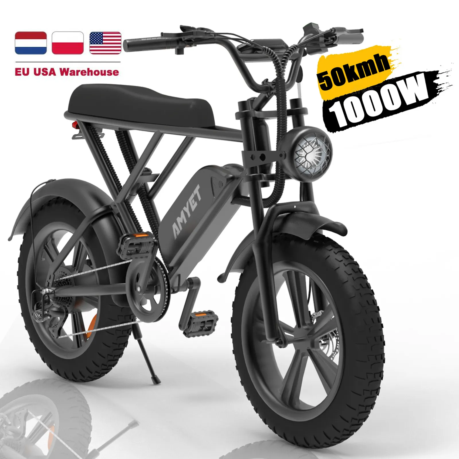 Free Shipping Adults E City Bike 20 Inch Ebike 1000W 48V Powerful Electric Mountain Bike Fat Tire Electric Bicycle