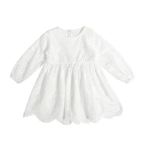 Le neonate di colore bianco normale vestono i vestiti elastici della ragazza della vita delle maniche lunghe del o-collo del cotone 100%