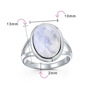 Bague classique ovale en argent sterling avec pierre précieuse naturelle personnalisée pour femme, cadeau pour mariage, fête, anniversaire - Product Image 3