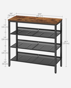 <span class=keywords><strong>VASAGLE</strong></span> 12-15 Paires Organisateur de Chaussures avec dessus en Bois Robuste Étagère à Chaussures sur Pied Libre pour Entrée Étagères de Rangement à 4 Niveaux - Product Image 5