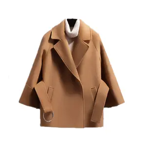 Jtfur Petite Shorty Girls Camel Woolen Coat Female Out Wear Student Short Cape Women Woolen Coat