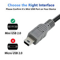 Câble Mini USB Type-C 2 m avec gaine en PVC et blindage en feuille d'aluminium pour lecteurs MP3/MP4, caméras embarquées, appareils photo numériques, récepteurs GPS