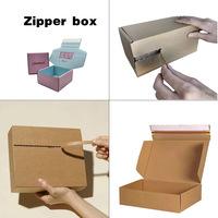 Boîte d'emballage d'expédition en papier kraft ondulé brun recyclable personnalisée avec bande de déchirement