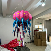 Ballon décoratif gonflable en forme de méduse avec motifs, modèle d'animal marin coloré, méduse artistique gonflable suspendue avec lumières