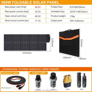 Portable 600W Foldable Monocrystalline <b>Solar</b> <b>Panel</b> 26% High Efficiency P-Type Charger Power Station Lightweight 10-<b>Fold</b> Design - Product Image 5
