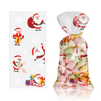 Noël Cellophane Traiter Sacs Motif Transparent Cellophane Snack Sac pour Biscuits Bébé Nourriture Poche Plate Père Noël Conception