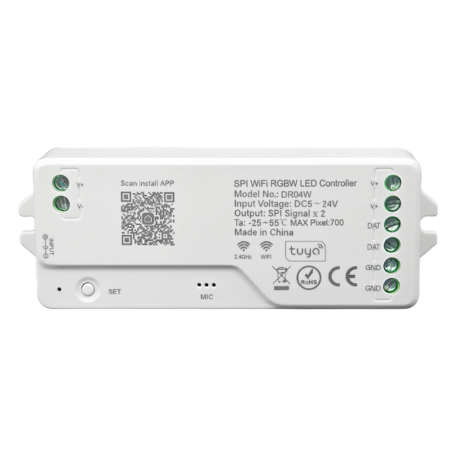 RGB W SPI WIFI LED Controller for Addressable LED Pixel Strips /Google Home/Alexa Control Support IC SK6812 WS2814 TM1814etc