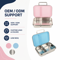 Boîte à lunch compacte à 2 compartiments en acier inoxydable sans BPA, compatible lave-vaisselle, joint en silicone LFGB, réutilisable, grande capacité, bento