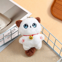 En gros, Porte-clés en peluche chat siamois mignon qui couine, poupée animal en peluche, breloque de sac à dos, jouet pendentif doux, cadeau