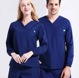 การออกแบบที่ยอดเยี่ยมแฟชั่น Medical Scrubs เครื่องแบบโรงพยาบาลสำหรับชายเสื้อแขนยาว Spandex ขัด