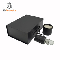 Boîte cadeau personnalisée de luxe en papier rigide noir magnétique pour ensemble de 2 bougies parfumées