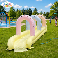 Toboggan aquatique gonflable commercial, toboggan gonflable couleur macaron, jeu aquatique gonflable d'extérieur pour événements et locations de fêtes