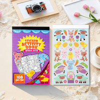 Livre d'activités avec 188 autocollants de Pâques - Autocollants mignons de lapins et d'animaux de la ferme avec pages à colorier pour les enfants, idéal pour les loisirs créatifs et les cadeaux de Pâques