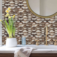 Carreaux mosaïques autocollants Vividtiles en marbre doré et brun pour crédence murale, décoration intérieure, cuisine et salle de bain
