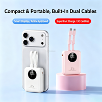 Nouvelle mini batterie externe électronique 10000 mAh, mince et portable, avec câble USB-C, Powerbanks 10000 mAh