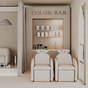 Set salone di bellezza Shampoo bianco stazione Shampoo letto parrucchiera lavello lavacapelli - Product Image 1