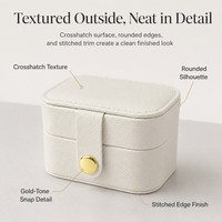 Mini boîte à bijoux portable de voyage en cuir PU avec bouton-pression pour ranger les bagues et autres bijoux