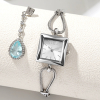 2025 Retro Style Frauen Großhandel Einfache kleine quadratische Zifferblatt dünne Kette Quarz legierung Gehäuse wasserfeste Uhren lässig