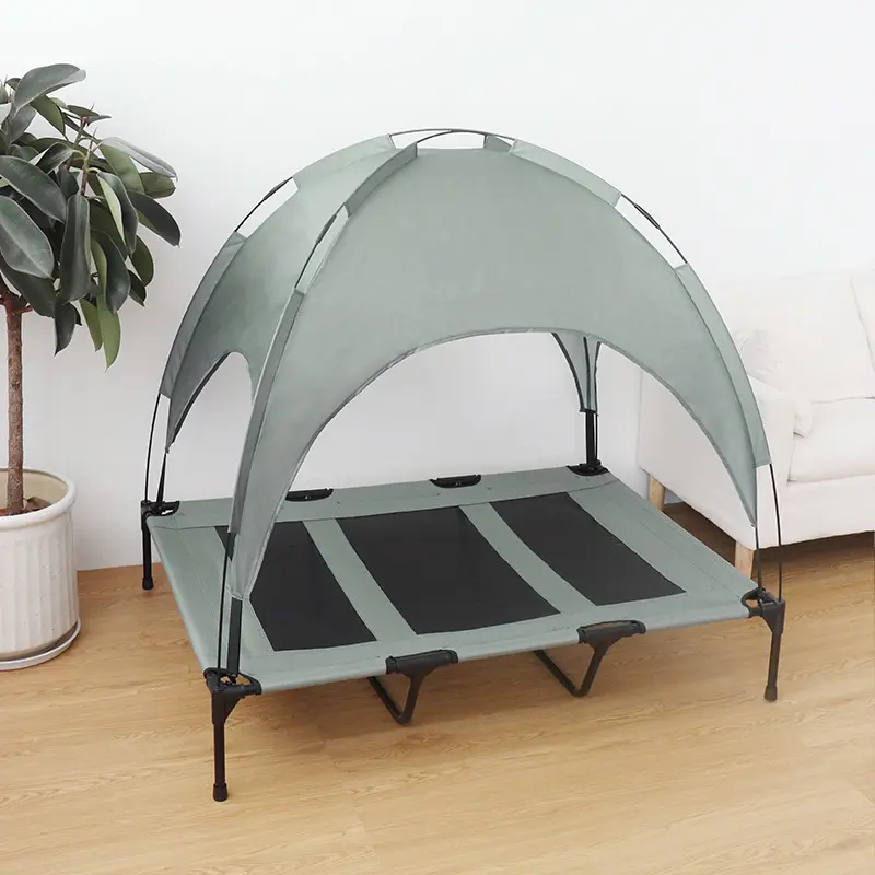 Модернизированная портативная кроватка для домашних животных со съемной более широкой теневой палаткой для больших собак