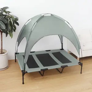 대형 개를 위한 이동식 넓은 캐노피 그늘 텐트가있는 업그레이드 된 휴대용 애완 동물 침대 실내 실외
