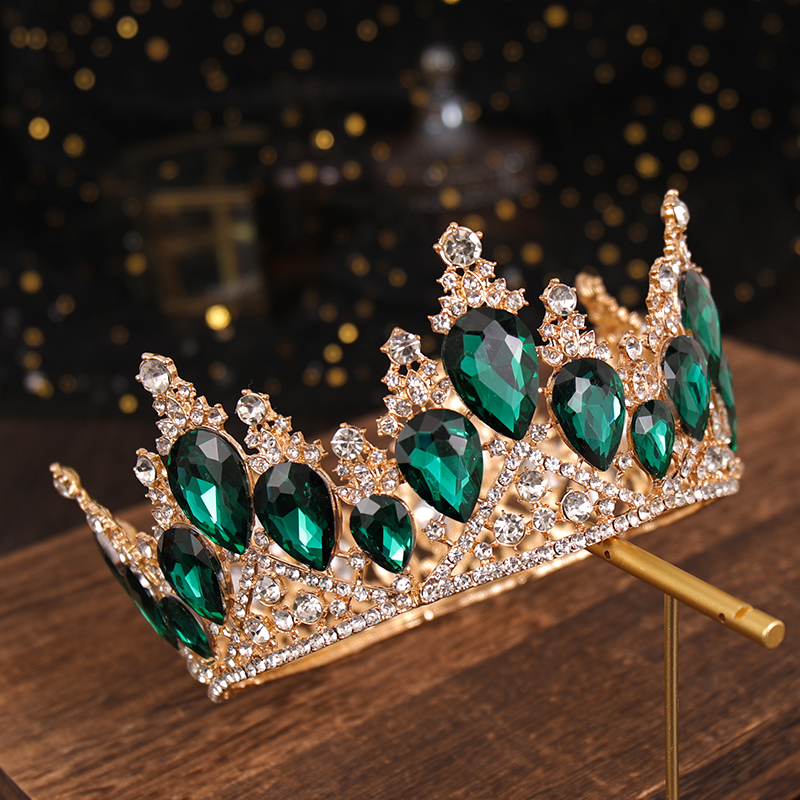 Corona Compleanno Donna Con Strass E Fiori - Diadema Da Principessa Oro E Blu, Accessorio Per Festa E Matrimonio