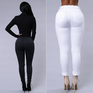 New Style Fashionable Women's <b>Jeans</b> Stretch Solid Color Ripped Skinny Pencil Pants Summer Pants Thin Mid-rise Pants - Product Image 2