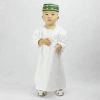 Tenue islamique traditionnelle musulmane de Dubaï : robe à col rond en cachemire pour garçons de 1 à 6 ans