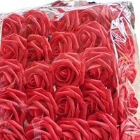 Rose artificielle en mousse de 8 cm, pas chère, avec feuilles et tige, fleurs artificielles, roses au toucher réel pour la décoration de mariage