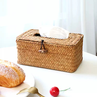 Boîte à mouchoirs décorative en jonc de mer et jacinthe d'eau tressée à la main pour rangement de table – Fournisseur en gros