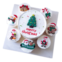 Décorations de gâteaux comestibles de noël, 50 pièces, bonhomme de neige, canne à bonbons, garniture de gâteaux père noël