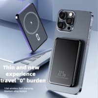 Vente flash - Batterie externe magnétique sans fil 15W/20W en alliage d'aluminium certifiée CE, Li-Polymère, 5000/10000mAh, charge ultra-rapide, ultra-fine