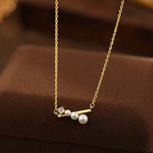 Colliers élégants pour femmes en argent sterling 925 avec perles blanches et CZ, lignes croisées, chaîne claviculaire, 2026 - Product Image 6