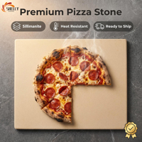 Pierre à pizza rectangulaire pliable XL-Sillimanite 38x33cm, résistante aux chocs thermiques, pierre de cuisson sûre pour four et grill, pizza maison