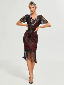 Hot Bán Của Phụ Nữ 1920S Cổ Điển Giản Dị Sequin Fringe Ăn Mặc Nghệ Thuật Deco Cái Mỏ Trang Phục Chính Thức Buổi Tối Cocktail Đảng Gown - Product Image 3