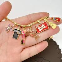 Bracelet personnalisé en or avec initiale et breloque CZ, bijou lettre en corde tressée colorée pour femmes et filles, vente en gros, fournisseur en vrac