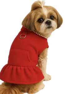 Robe pull col roulé en polaire pour petits chiens et chats, style princesse, avec poche et <span class=keywords><strong>harnais</strong></span> à anneau en D - Product Image 5
